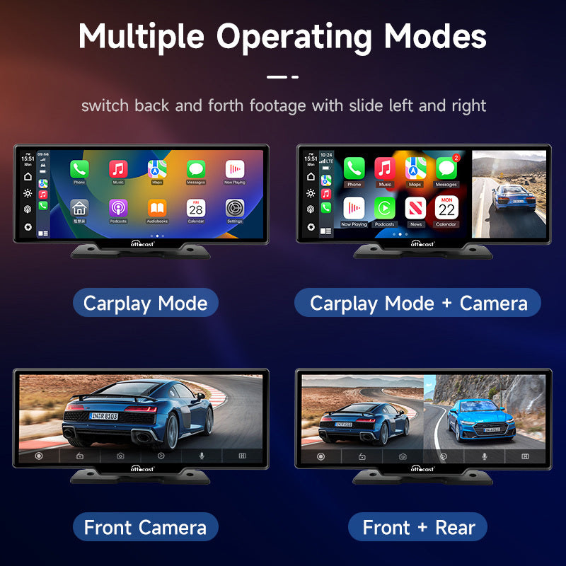 पोर्टेबल 10 "एप्पल कारप्ले और एंड्रॉइड ऑटो कार डिस्प्ले स्क्रीन