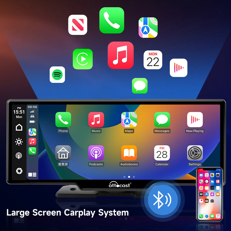 Portable 10 Apple CarPlay & Android Auto Car Display Screen